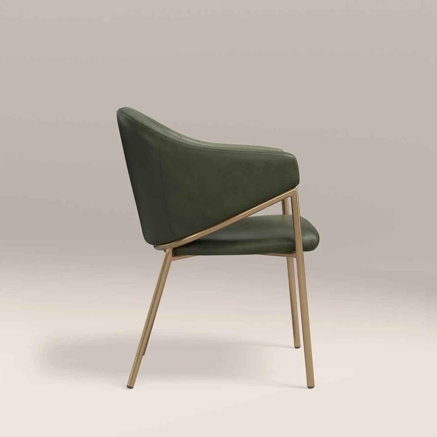 Luca Carver Dining Chair | Vintage Green  Faux Leather & Brass