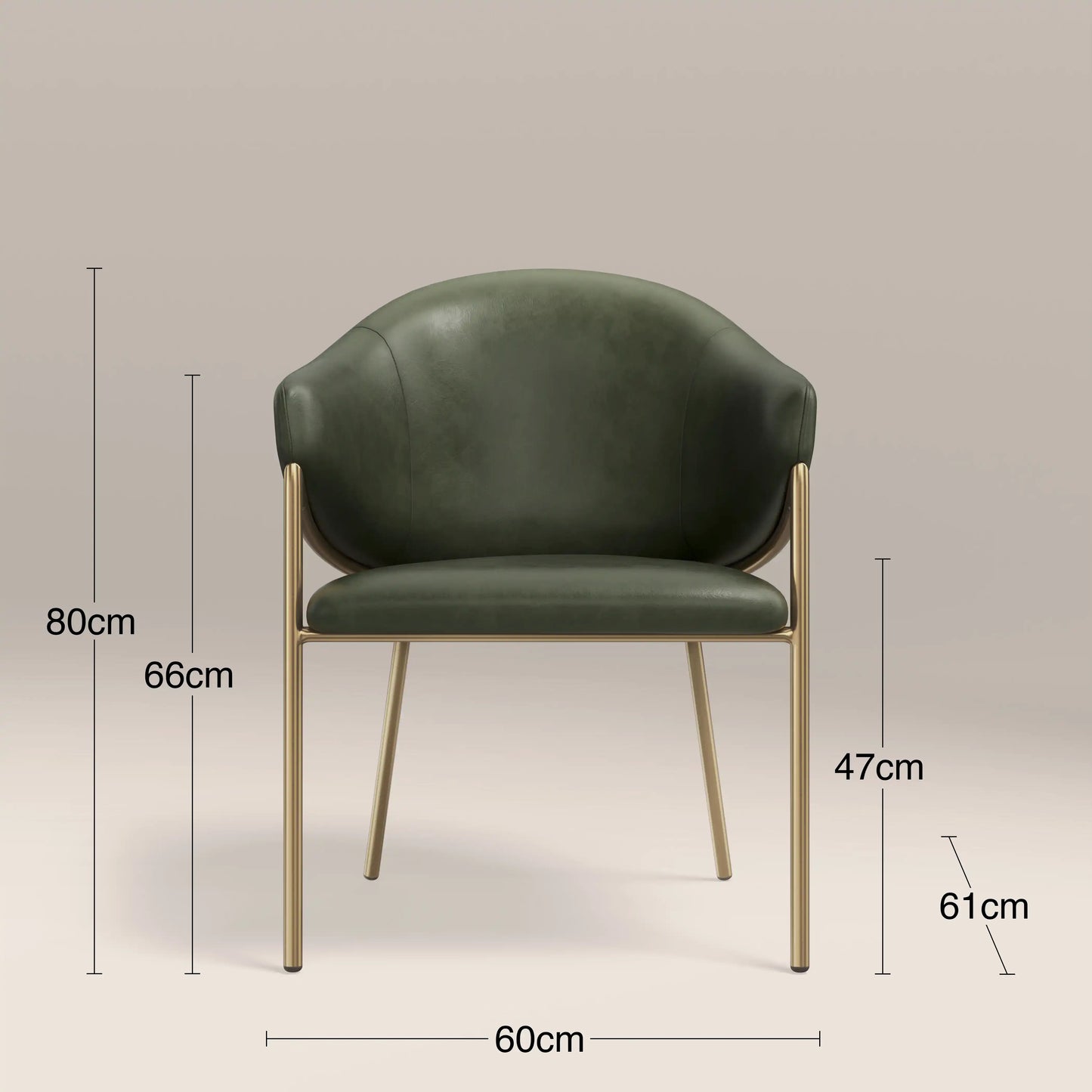 Luca Carver Dining Chair | Vintage Green  Faux Leather & Brass