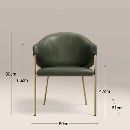 Luca Carver Dining Chair | Vintage Green  Faux Leather & Brass