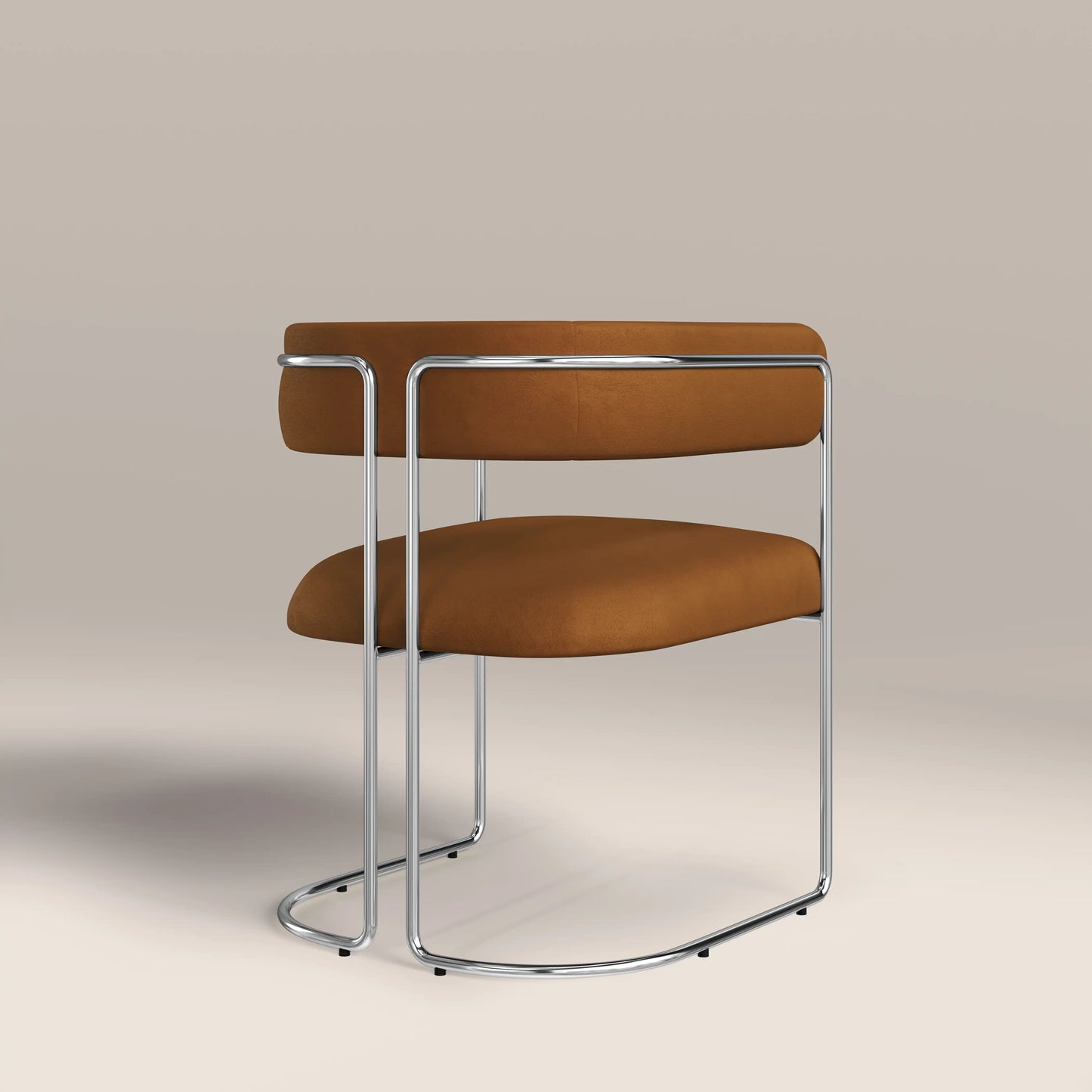 Juliana Carver Dining Chair | Caramel Brown Sustainable Mohair Velvet & Chrome