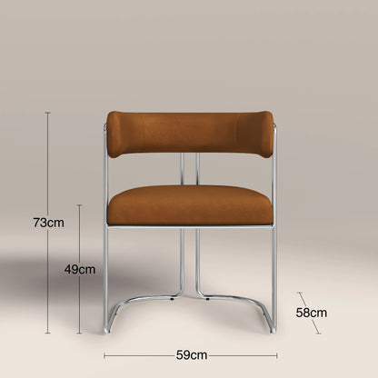 Juliana Carver Dining Chair | Caramel Brown Sustainable Mohair Velvet & Chrome