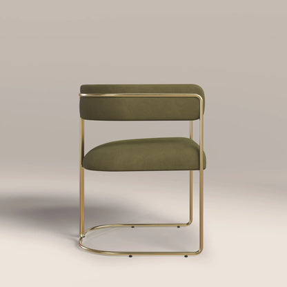 Juliana Carver Dining Chair | Moss Green Sustainable Mohair Velvet & Brass