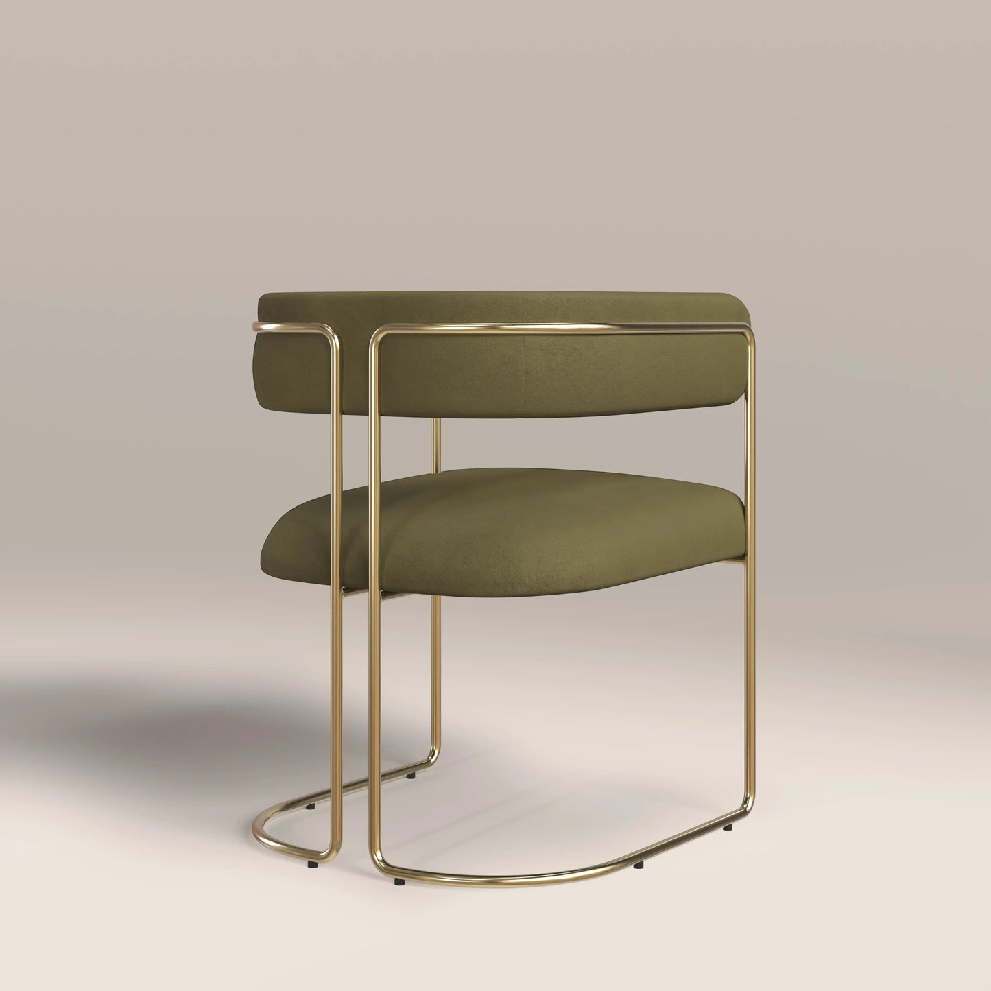 Juliana Carver Dining Chair | Moss Green Sustainable Mohair Velvet & Brass