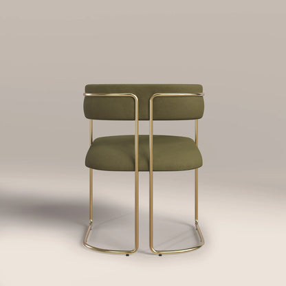 Juliana Carver Dining Chair | Moss Green Sustainable Mohair Velvet & Brass