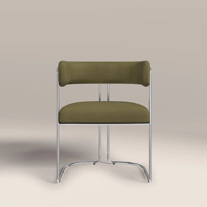 Juliana Carver Dining Chair | Moss Green Sustainable Mohair Velvet & Chrome