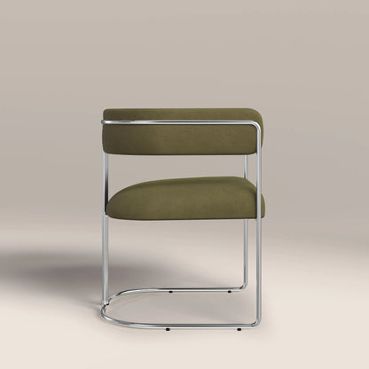 Juliana Carver Dining Chair | Moss Green Sustainable Mohair Velvet & Chrome