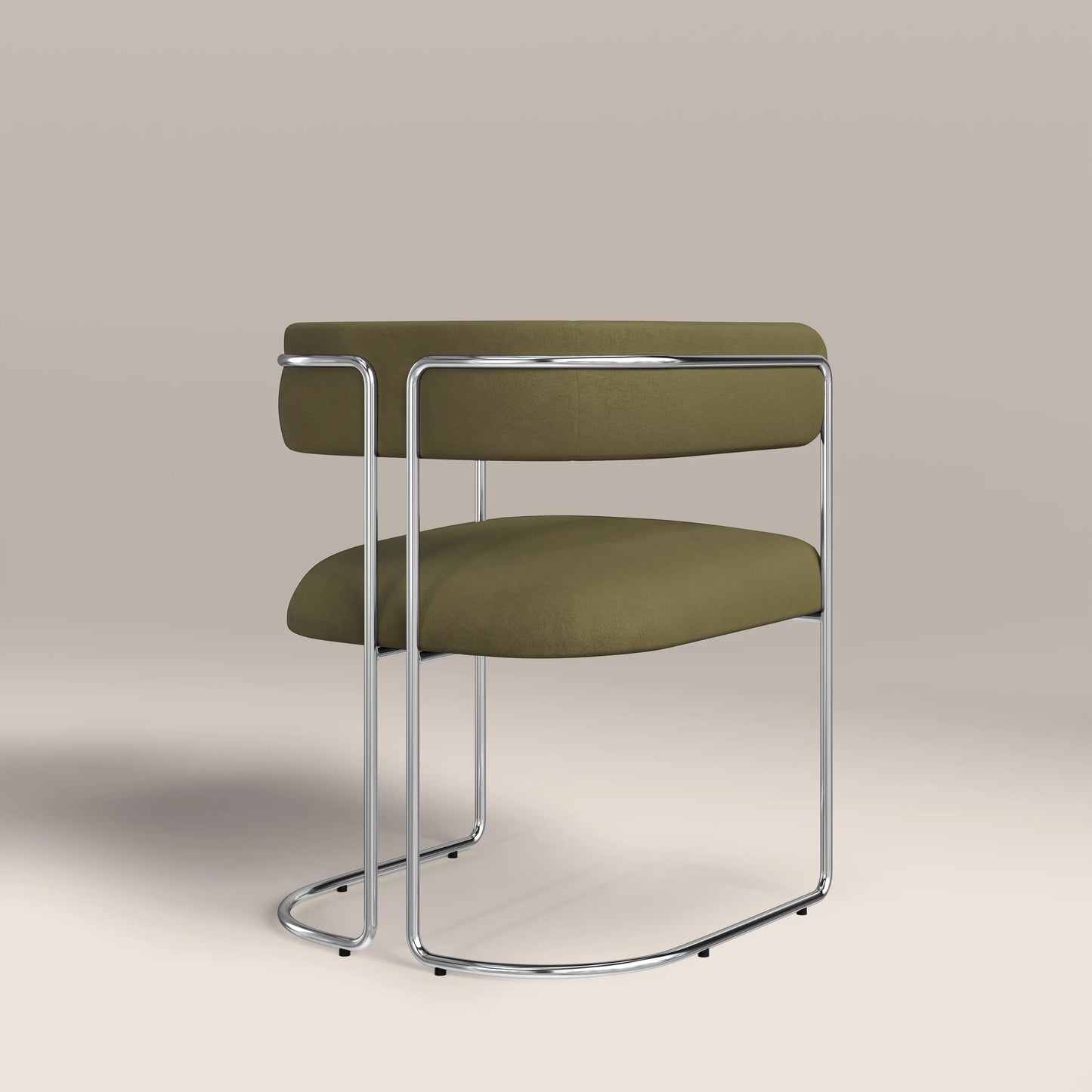 Juliana Carver Dining Chair | Moss Green Sustainable Mohair Velvet & Chrome