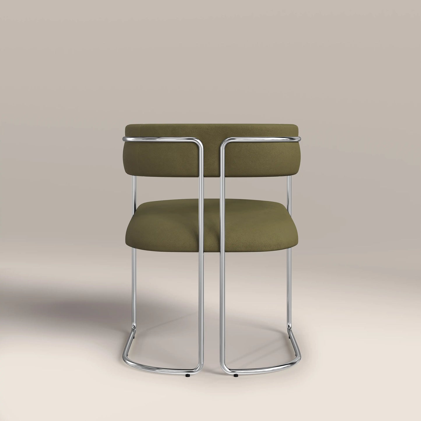 Juliana Carver Dining Chair | Moss Green Sustainable Mohair Velvet & Chrome