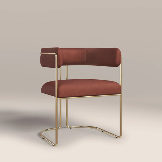 Juliana Carver Dining Chair | Rust Red Sustainable Velvet & Brass