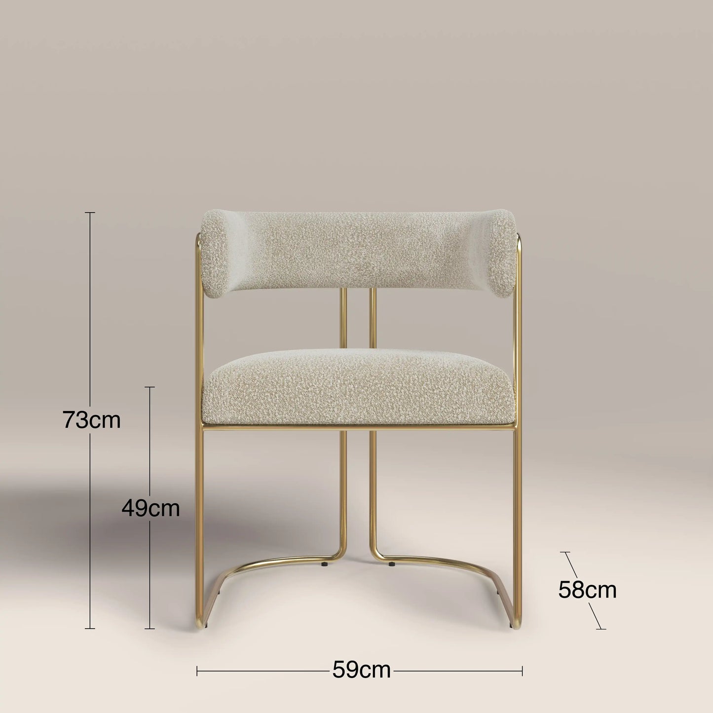 Juliana Carver Dining Chair | Speckled Stone Sustainable Boucle & Brass