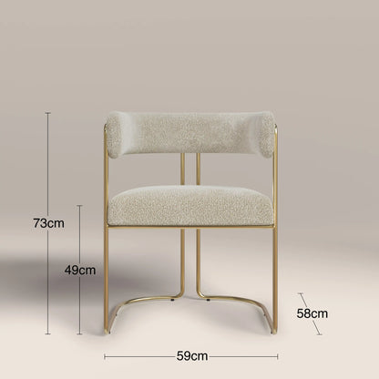 Juliana Carver Dining Chair | Speckled Stone Sustainable Boucle & Brass
