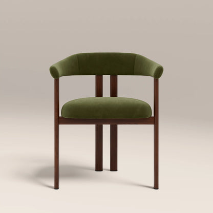 Arbor Carver Dining Chair | Olive Green Sustainable Velvet & Walnut