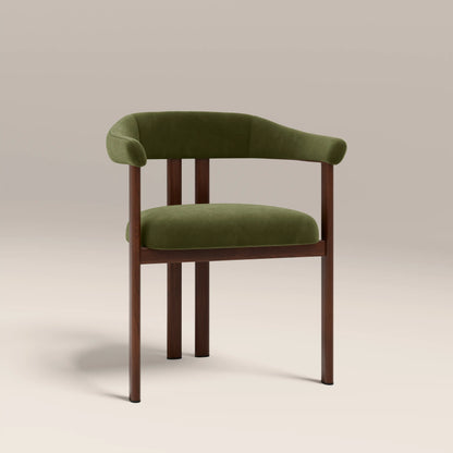 Arbor Carver Dining Chair | Olive Green Sustainable Velvet & Walnut