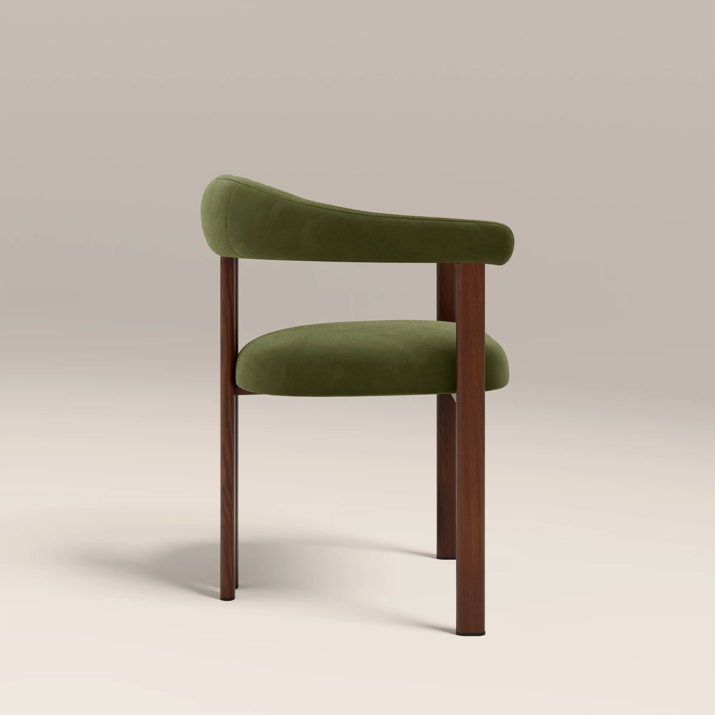 Arbor Carver Dining Chair | Olive Green Sustainable Velvet & Walnut