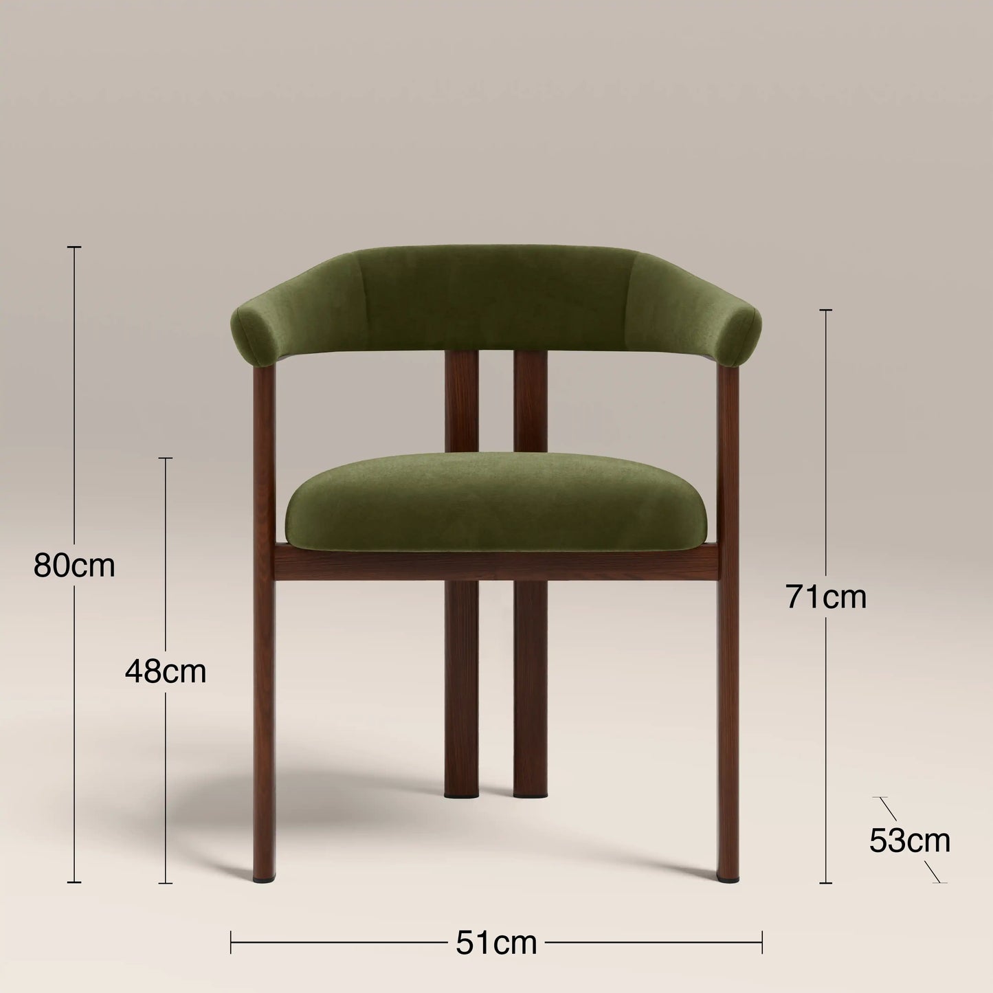 Arbor Carver Dining Chair | Olive Green Sustainable Velvet & Walnut