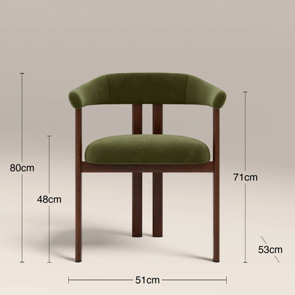 Arbor Carver Dining Chair | Olive Green Sustainable Velvet & Walnut