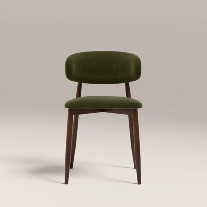 Halston Dining Chair | Olive Green Sustainable Velvet & Walnut