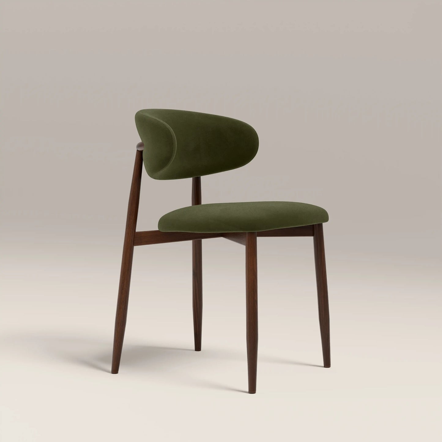 Halston Dining Chair | Olive Green Sustainable Velvet & Walnut