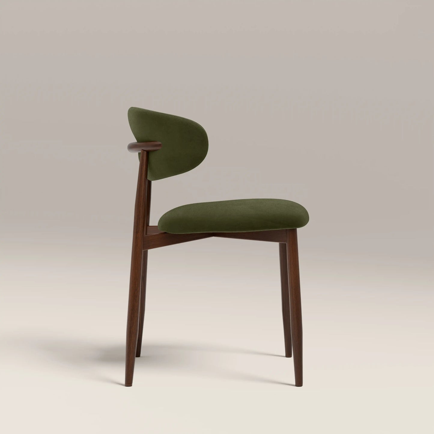 Halston Dining Chair | Olive Green Sustainable Velvet & Walnut