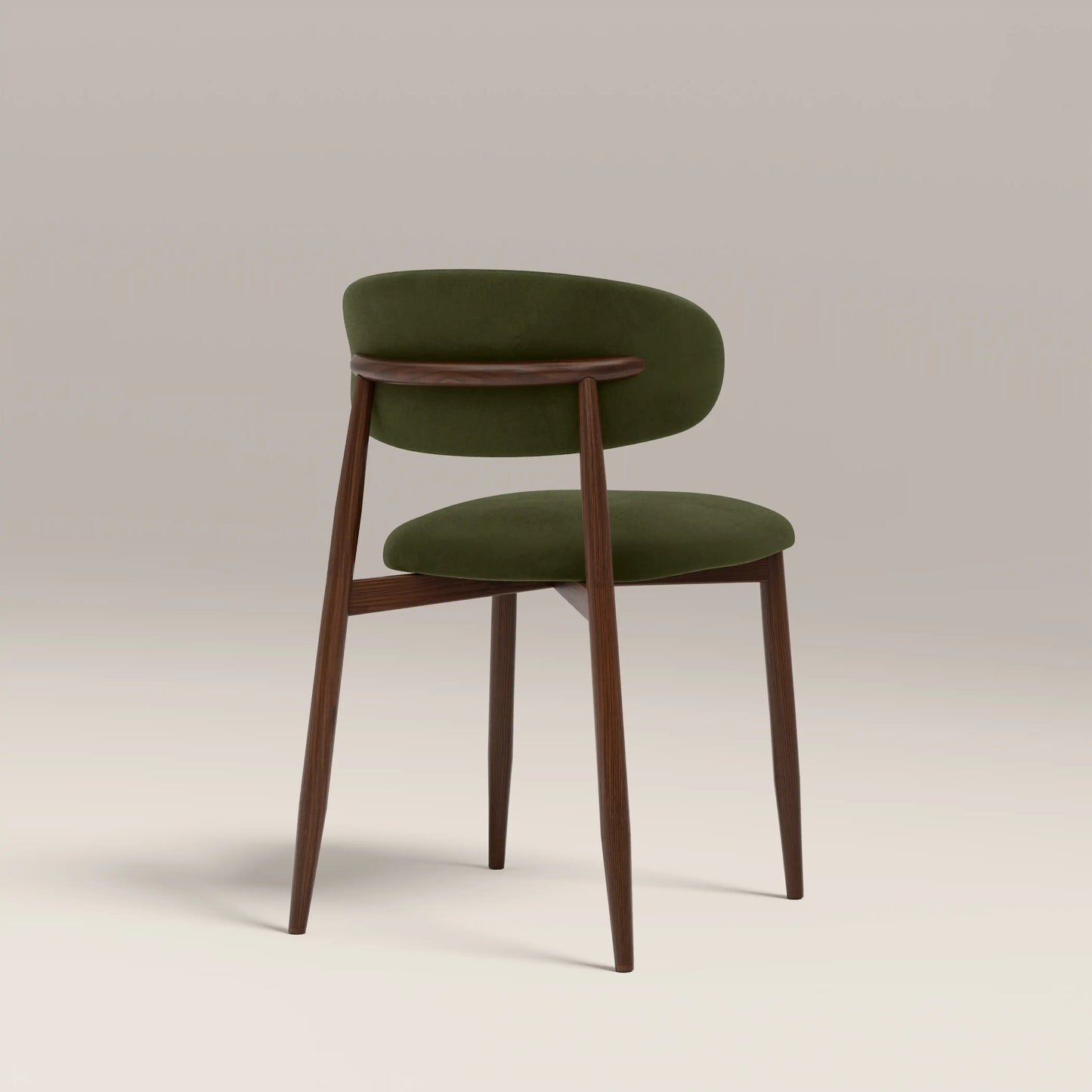 Halston Dining Chair | Olive Green Sustainable Velvet & Walnut