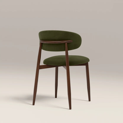 Halston Dining Chair | Olive Green Sustainable Velvet & Walnut