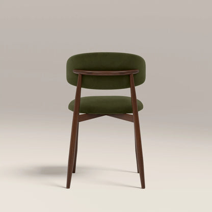 Halston Dining Chair | Olive Green Sustainable Velvet & Walnut