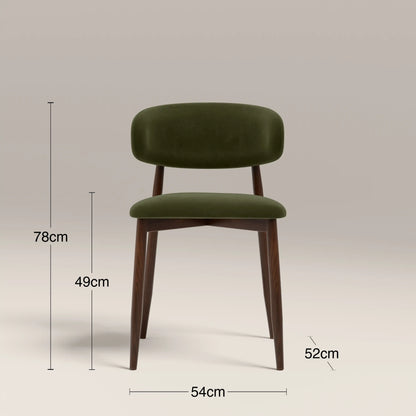 Halston Dining Chair | Olive Green Sustainable Velvet & Walnut