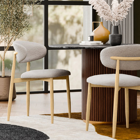 Halston Dining Chair | Speckled Stone Sustainable Boucle & Oak
