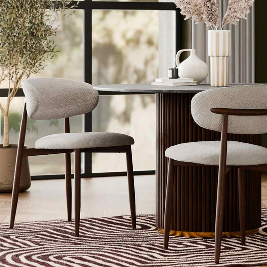Halston Dining Chair | Speckled Stone Sustainable Boucle & Walnut