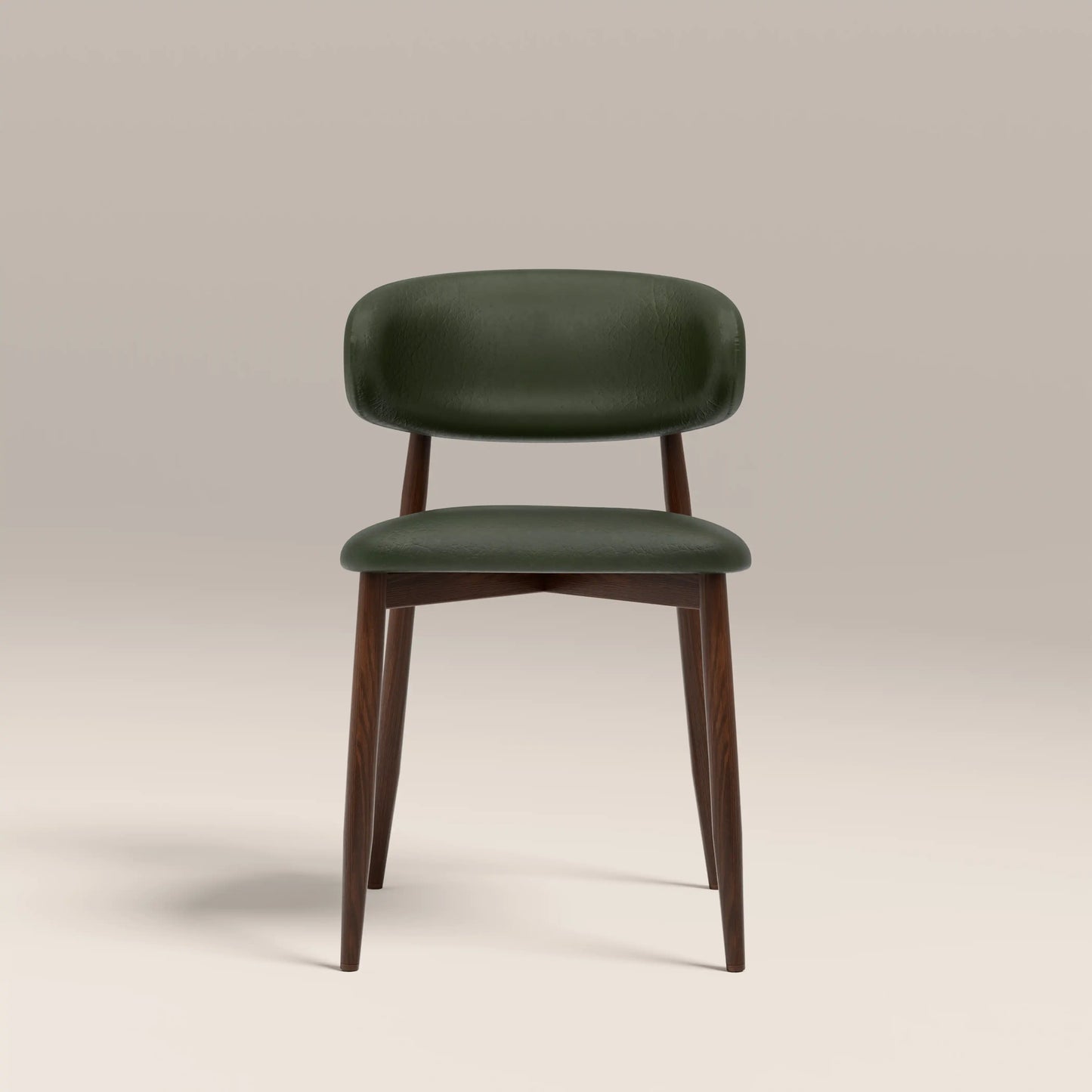 Halston Dining Chair | Vintage Green Faux Leather & Walnut