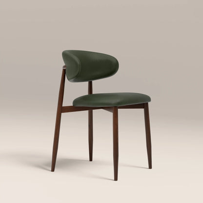 Halston Dining Chair | Vintage Green Faux Leather & Walnut