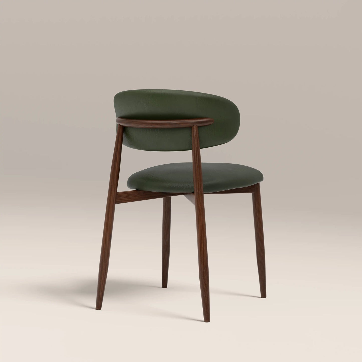 Halston Dining Chair | Vintage Green Faux Leather & Walnut