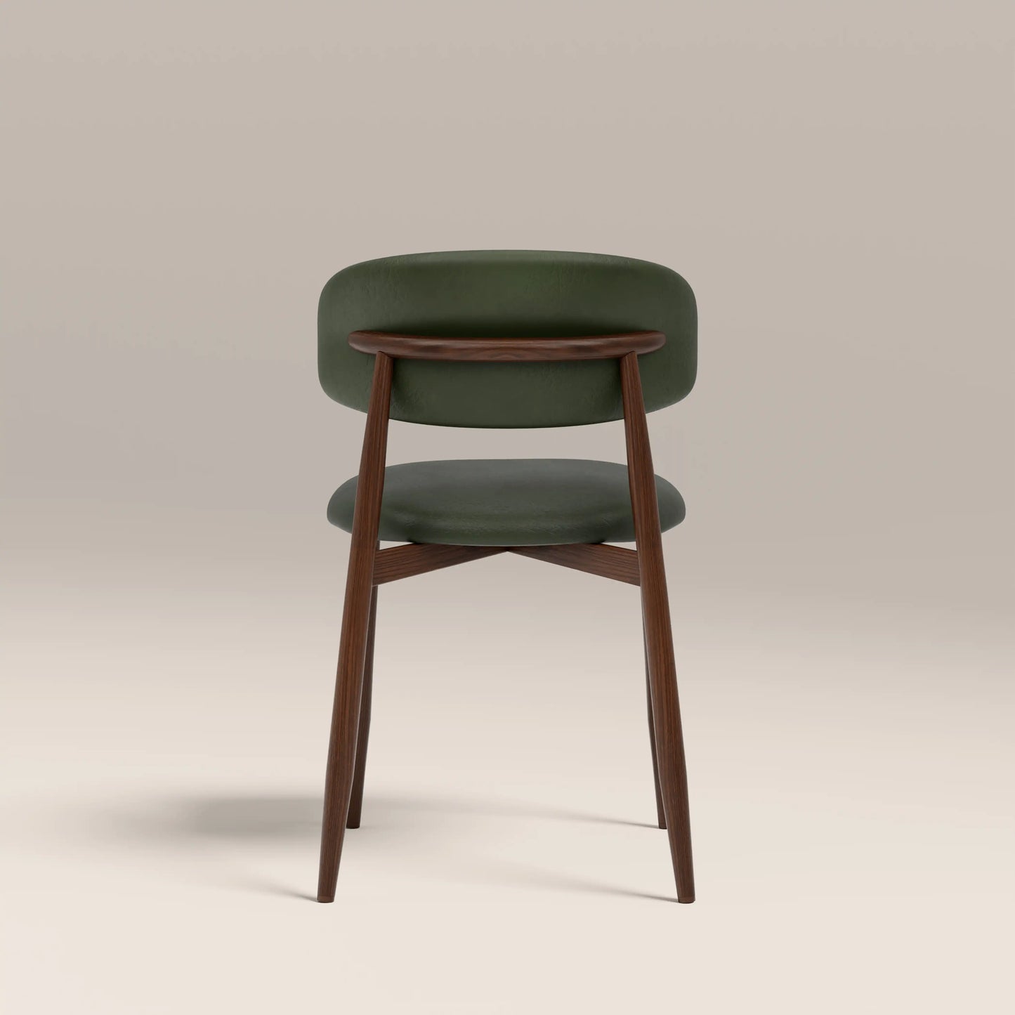 Halston Dining Chair | Vintage Green Faux Leather & Walnut