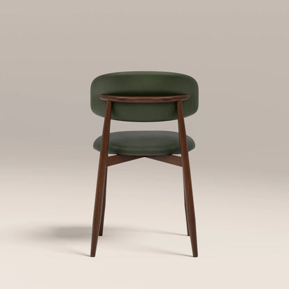Halston Dining Chair | Vintage Green Faux Leather & Walnut