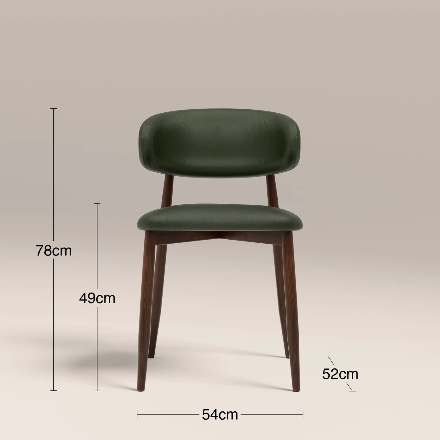 Halston Dining Chair | Vintage Green Faux Leather & Walnut