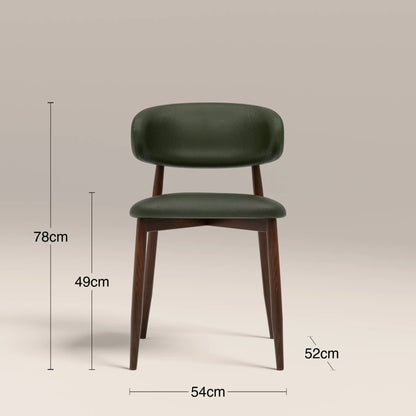 Halston Dining Chair | Vintage Green Faux Leather & Walnut