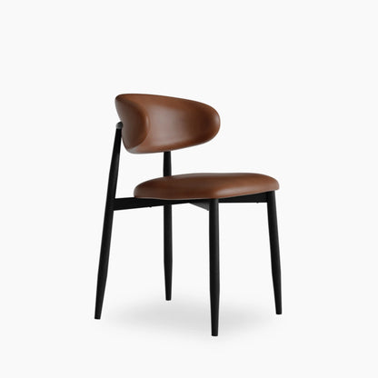 Halston Dining Chair | Vintage Tan Faux Leather & Black