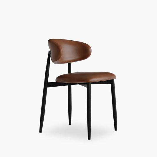 Halston Dining Chair | Vintage Tan Faux Leather & Black