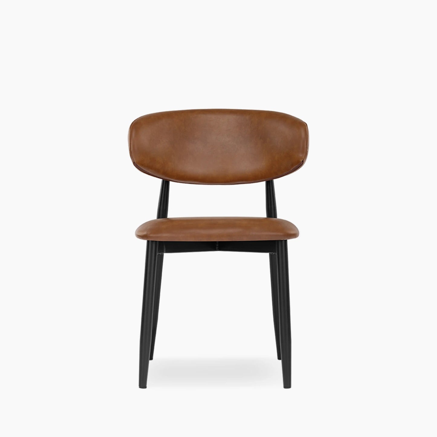 Halston Dining Chair | Vintage Tan Faux Leather & Black