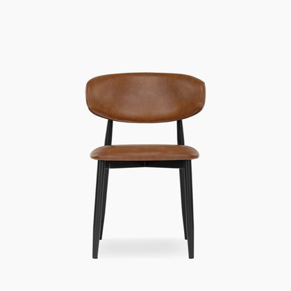 Halston Dining Chair | Vintage Tan Faux Leather & Black