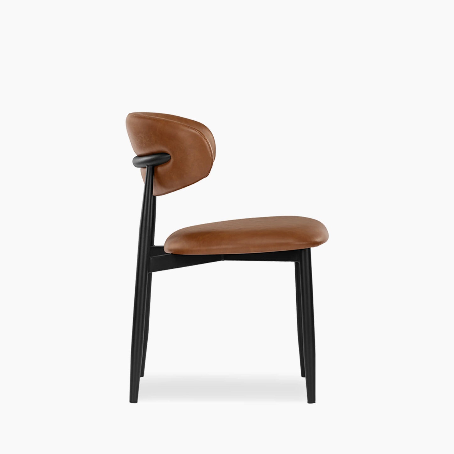 Halston Dining Chair | Vintage Tan Faux Leather & Black