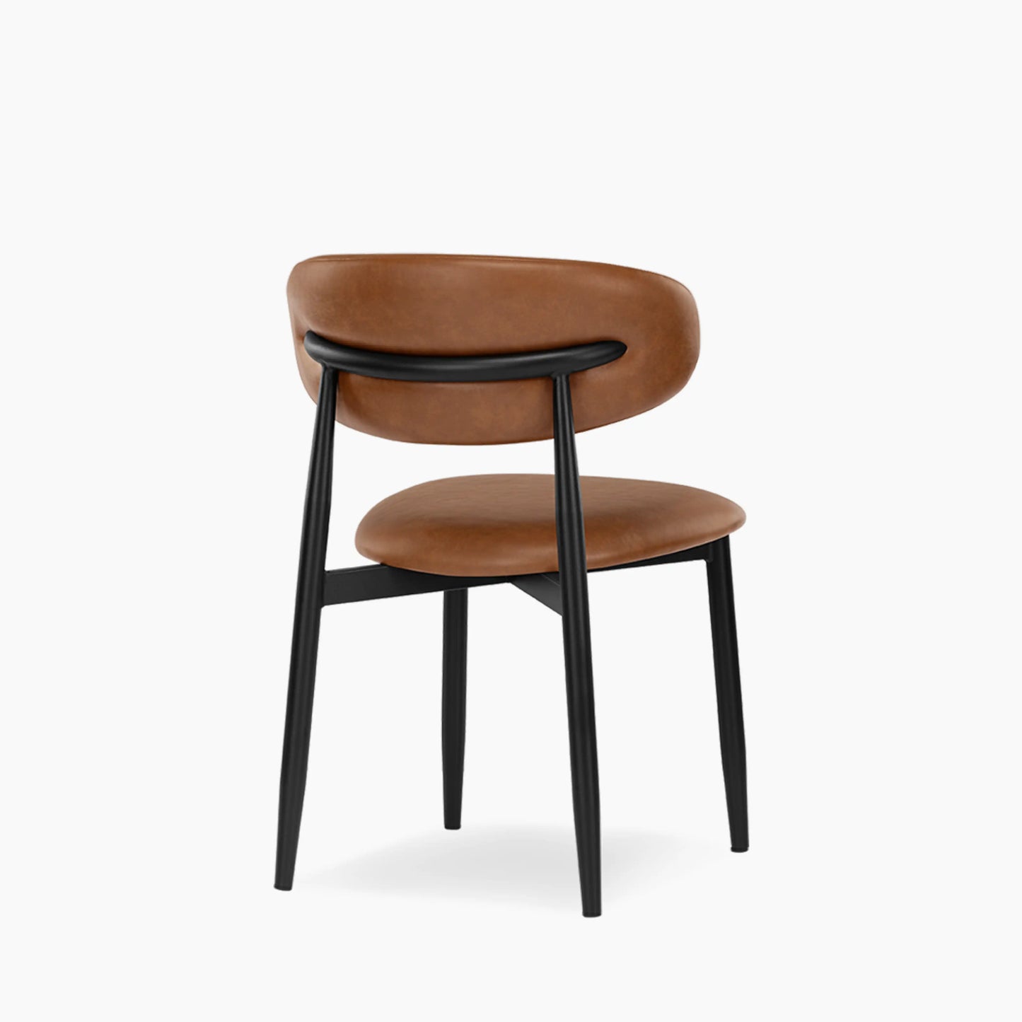 Halston Dining Chair | Vintage Tan Faux Leather & Black