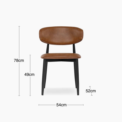 Halston Dining Chair | Vintage Tan Faux Leather & Black