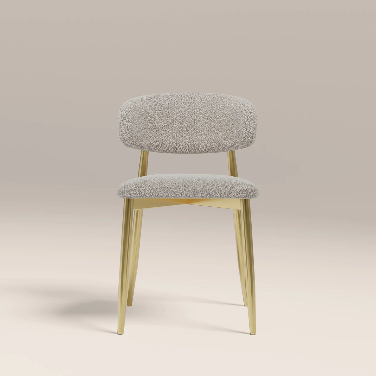 Halston Dining Chair | Speckled Stone Sustainable Boucle & Brass