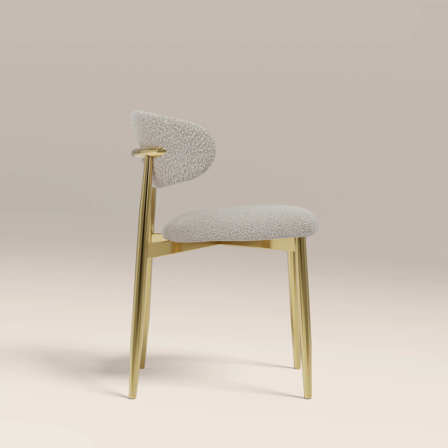 Halston Dining Chair | Speckled Stone Sustainable Boucle & Brass