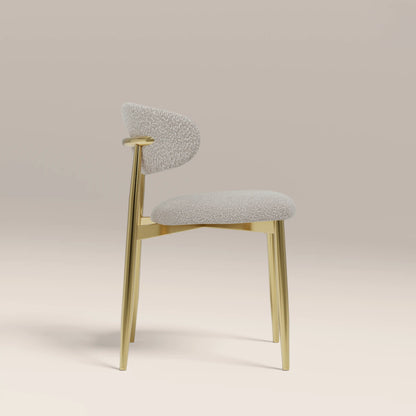 Halston Dining Chair | Speckled Stone Sustainable Boucle & Brass