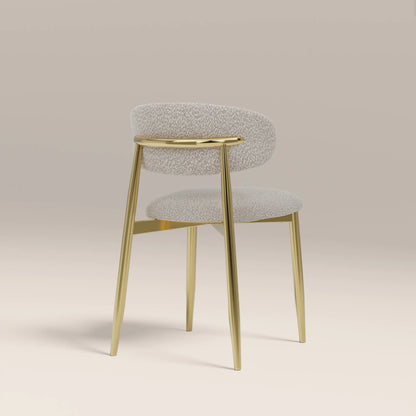 Halston Dining Chair | Speckled Stone Sustainable Boucle & Brass