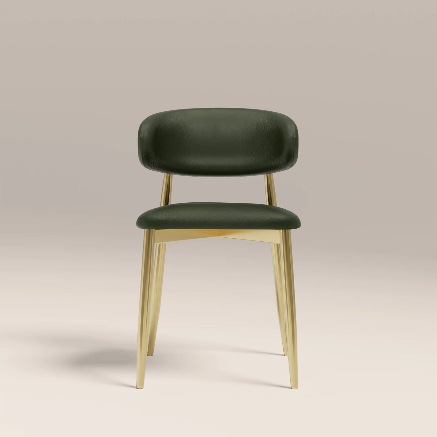 Halston Dining Chair | Vintage Green Faux Leather & Brass
