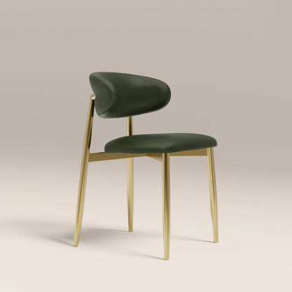 Halston Dining Chair | Vintage Green Faux Leather & Brass