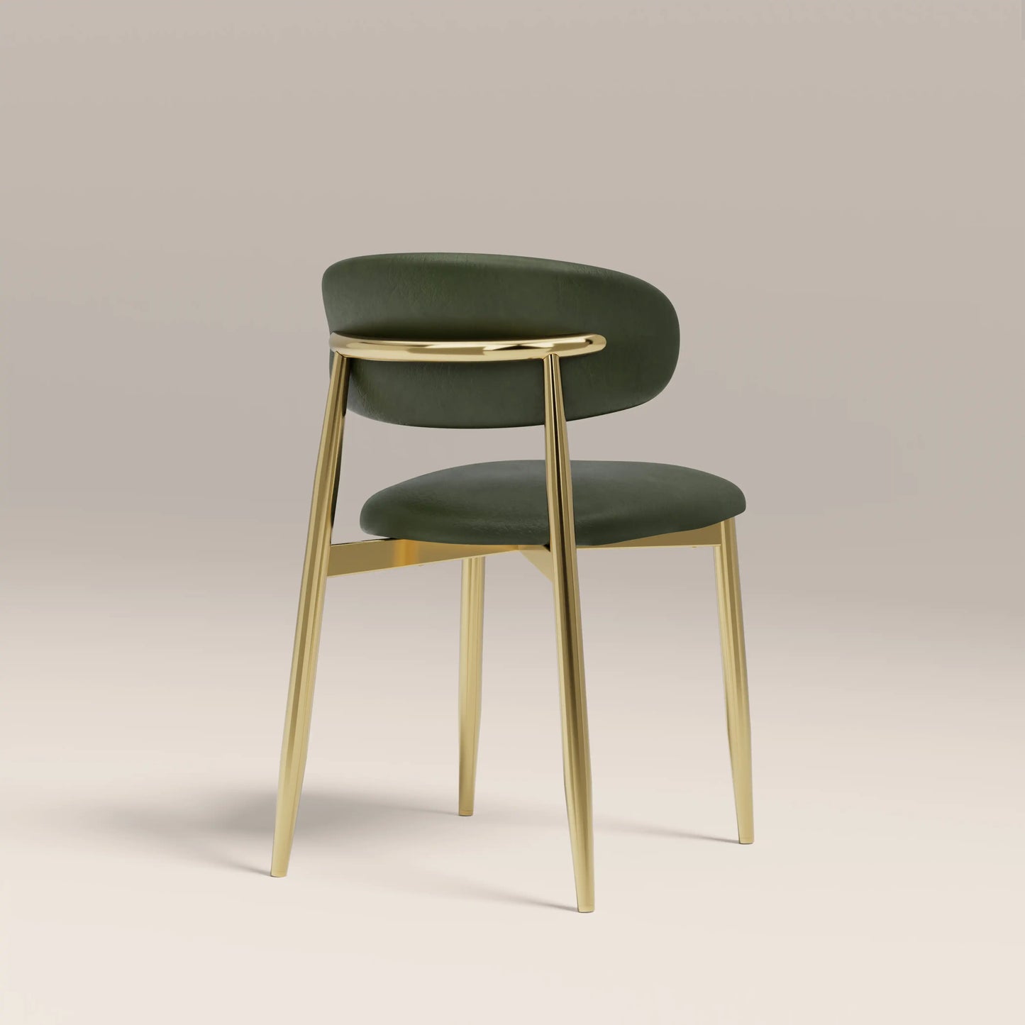 Halston Dining Chair | Vintage Green Faux Leather & Brass